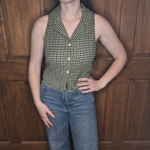 Sleeveless Button-Up Top